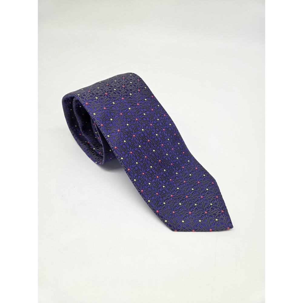Thomas Pink 100% Silk Tie Purple With Red‎ And Yellow Dots